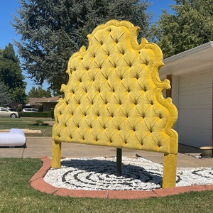 Tufted Tall Headboard French Curvy Scalloped Extra Tall Upholstered California King Queen Full Twin Chinoiserie Bespoke CUSTOM ORDER