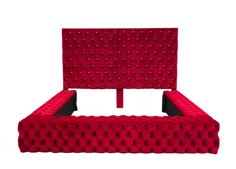 Tufted Velvet Platform Bed Wide King Bed Frame Diamond Tufted Etsy