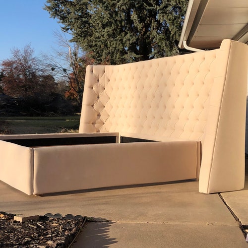 Extra Wide Headboard Curved Upholstered Tufted Bed California Etsy