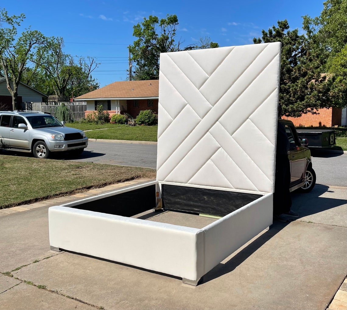 Extra Tall Headboard Modern Geometric Tufted Upholstered Etsy Canada