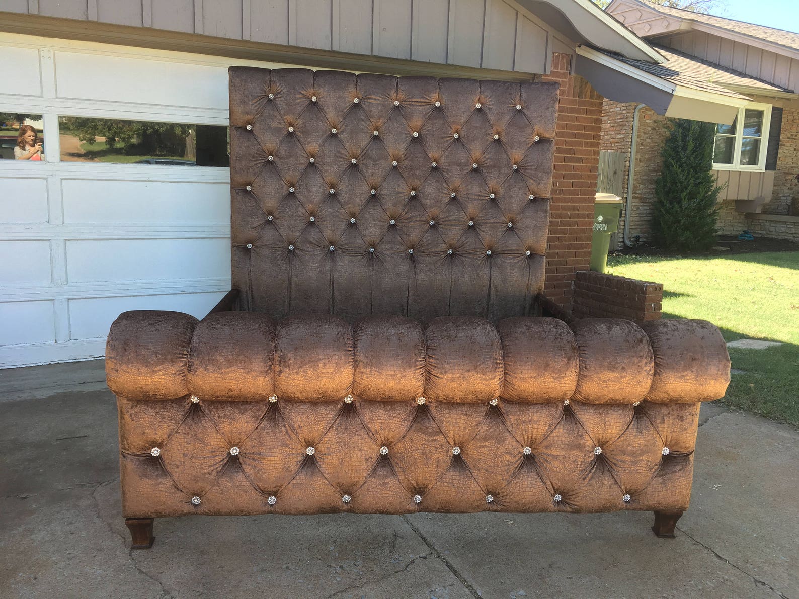 Tufted Headboard Tall Sleigh Channel Tuft Velvet Crystal Etsy