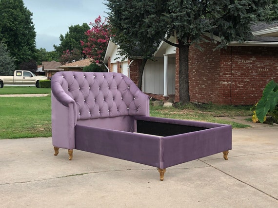 Tufted Sofa Style Bed Tufted Custom Curved Wingback Glam Hollywood