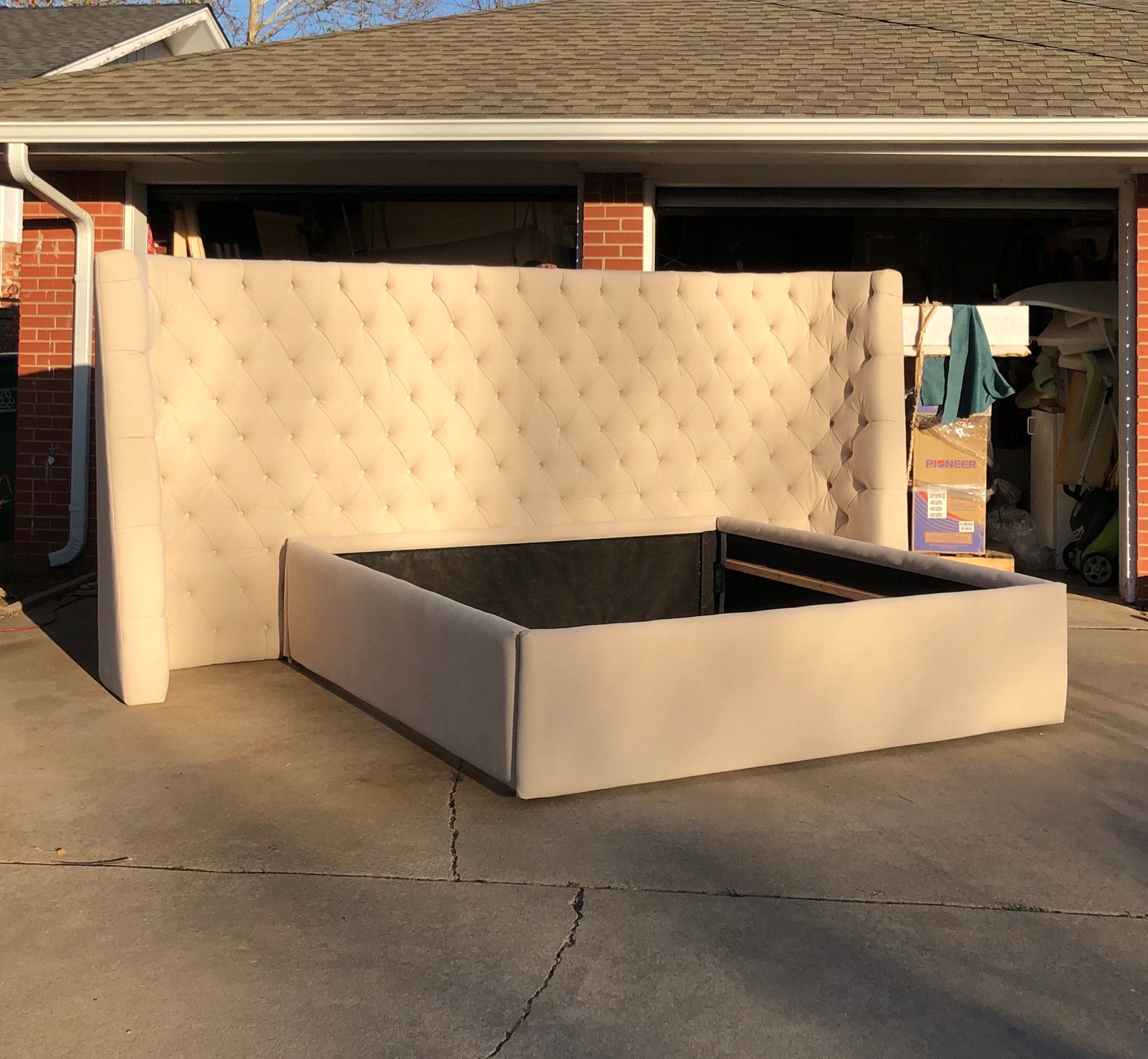 Extra Wide Headboard Curved Upholstered Tufted Bed California Etsy