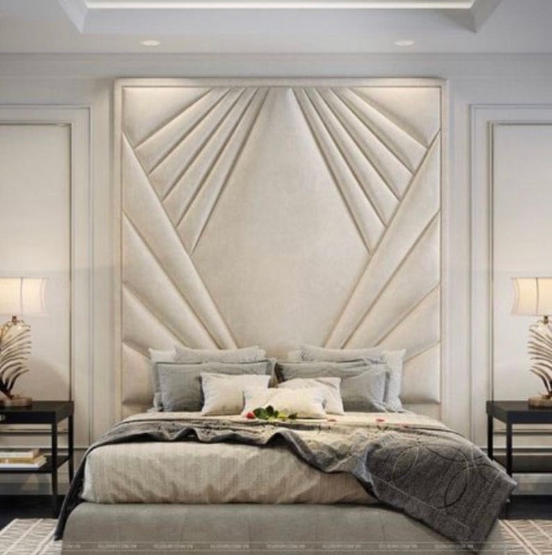 Ceiling Extra Tall Headboard Upholstered Bed Frame Channel | Etsy