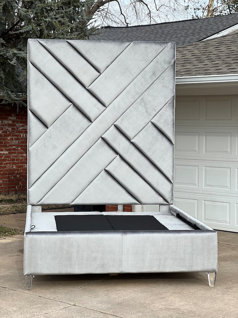 Extra Tall Headboard Modern Geometric Tufted Upholstered Etsy