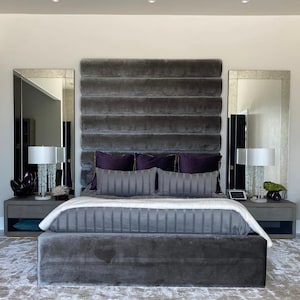 Height 24 TrendMakers Premium Hand Crafted Tufted 3FT Single Tufted Chester Chenille Deep CRYSTAL DIAMANTES Headboards Padded Classic Home Bedroom 60cm Black w/ Struts & Fixings 