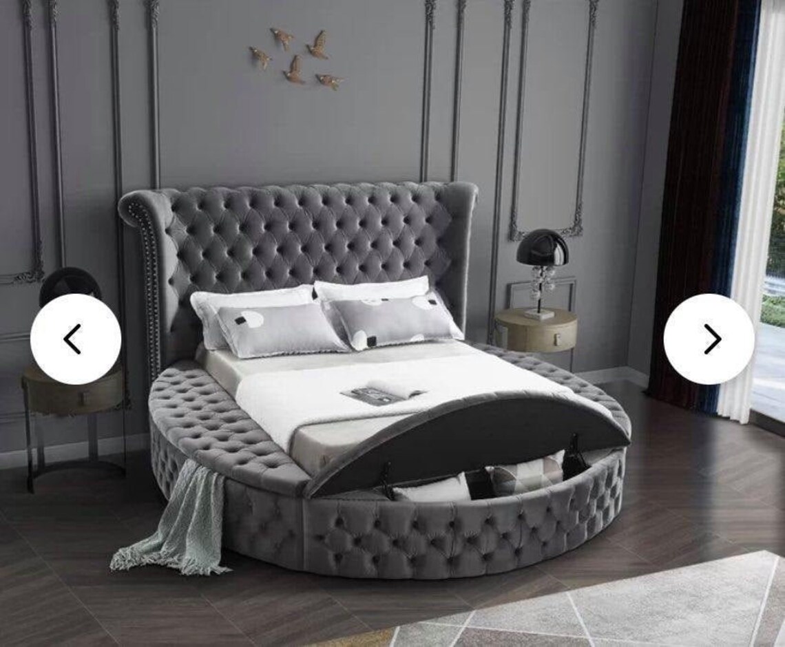 DEPOSIT Round Bed Platform Frame Tufted Storage Full Regular Etsy