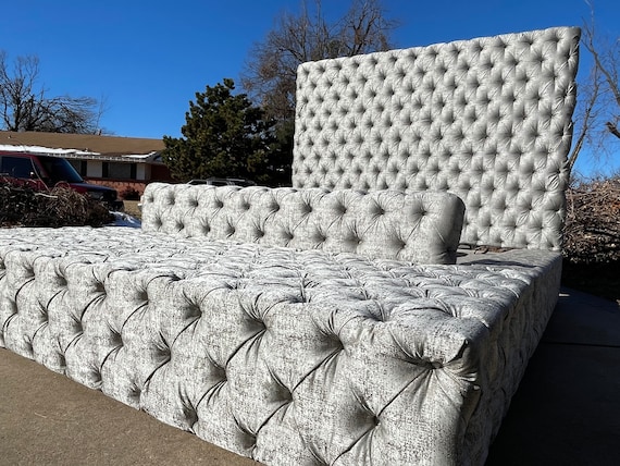 Platform Tufted Bed Frame Extra Wide Tall California King Platform Tufted Bed Frame Extra Wide, Tall King Tufted Bed