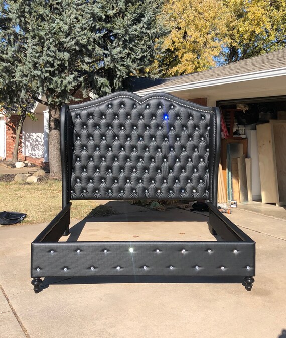 Black tufted headboard with rhinestones discount