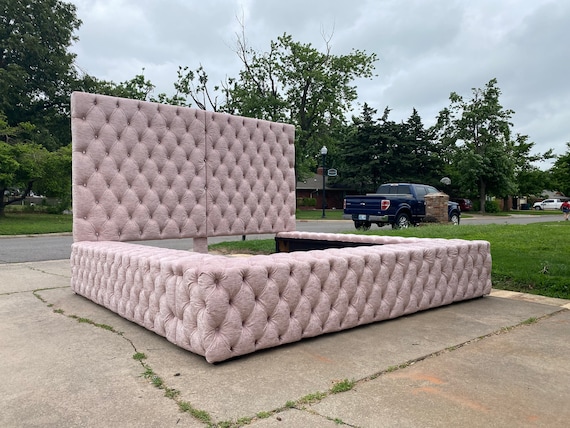 King velvet platform bed outlet