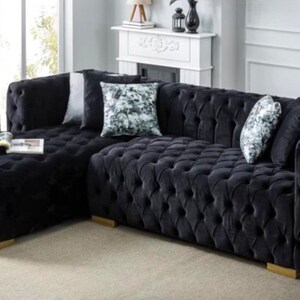 DEPOSIT Sectional Sofa Tufted Custom Contemporary Sofa Chaise Black Velvet Bespoke Chesterfield CUSTOM For TESIA