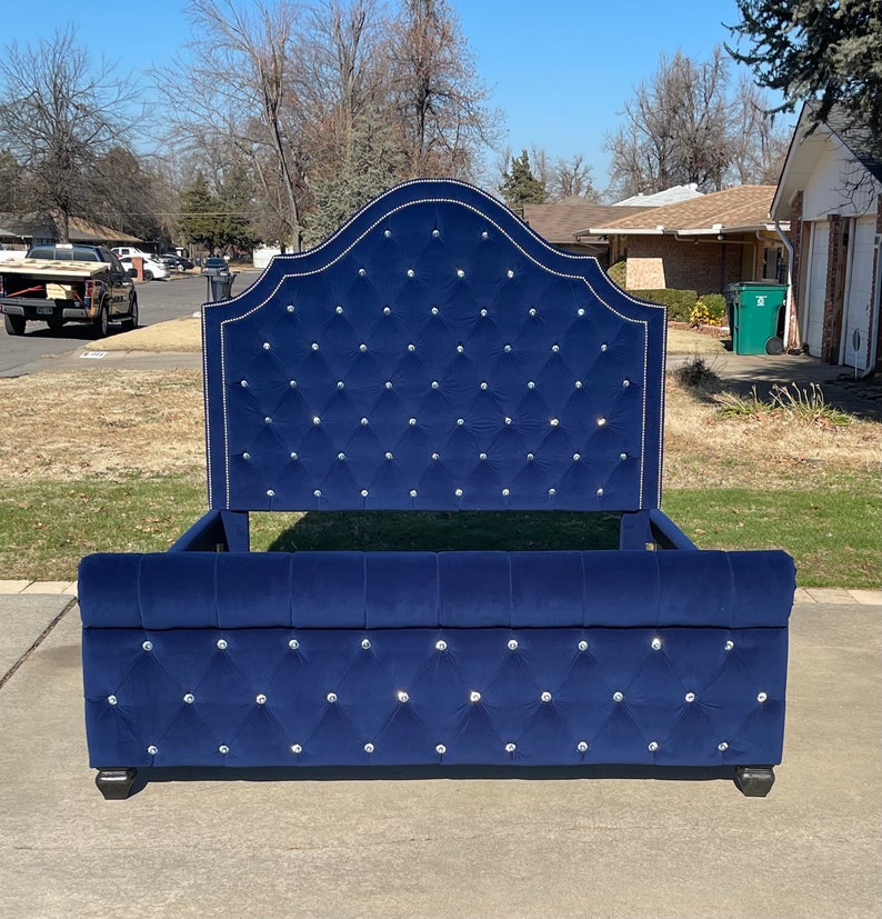 Tall Tufted Custom Headboard Sleigh Bed Frame Extra Tall Etsy