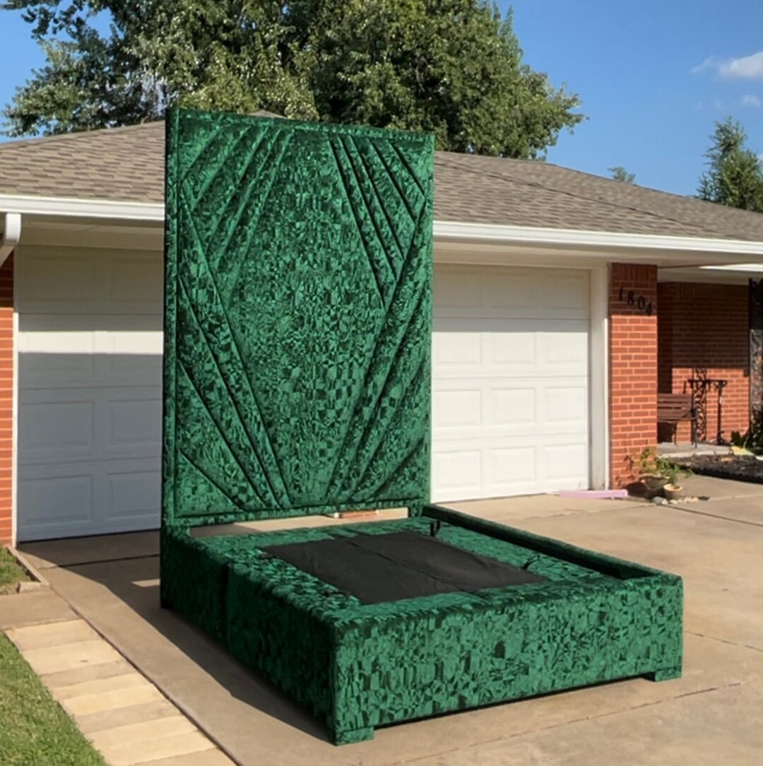 Extra Tall Headboard Upholstered Modern Bed Frame Channel Tufted Luxury