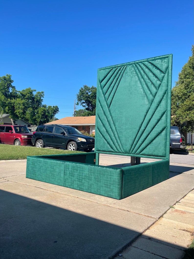 Extra Tall Headboard Upholstered Bed Channel Tufted Pattern Etsy