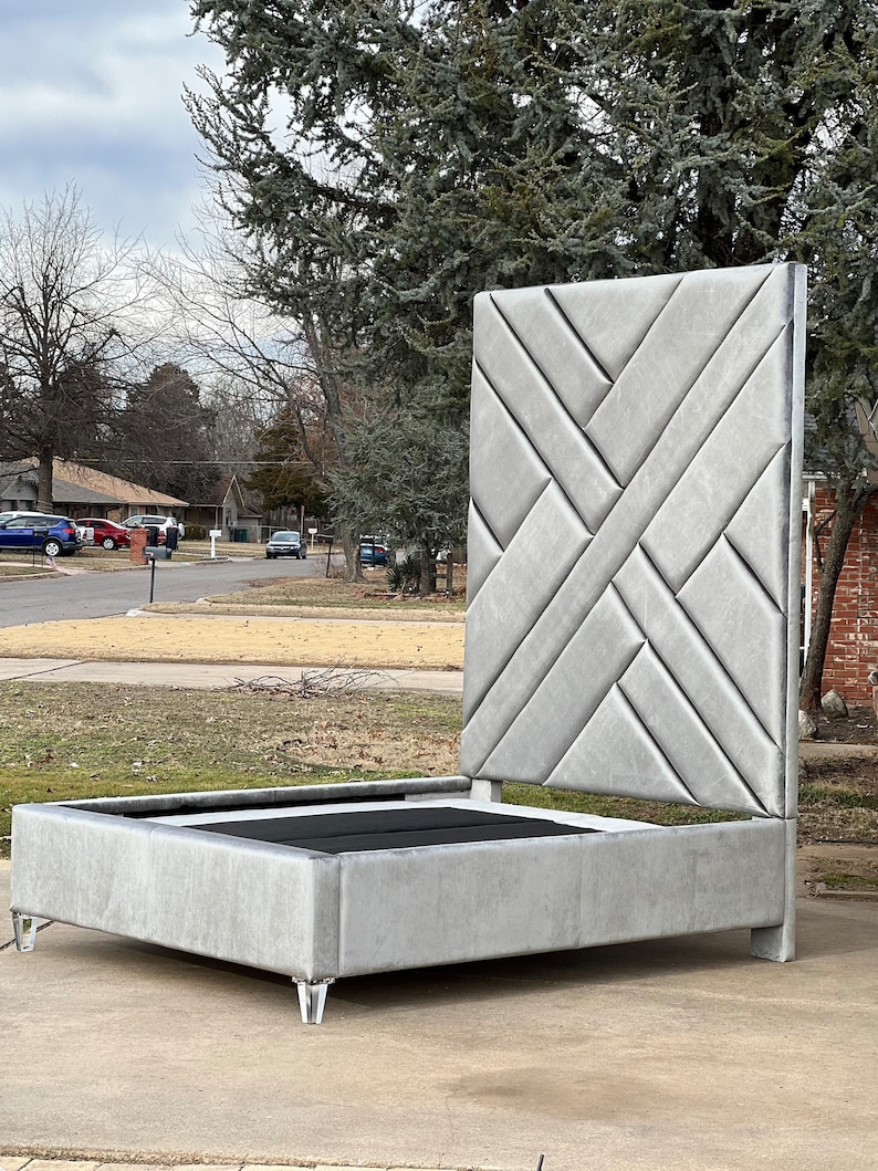 Extra Tall Headboard Modern Geometric Tufted Upholstered Etsy