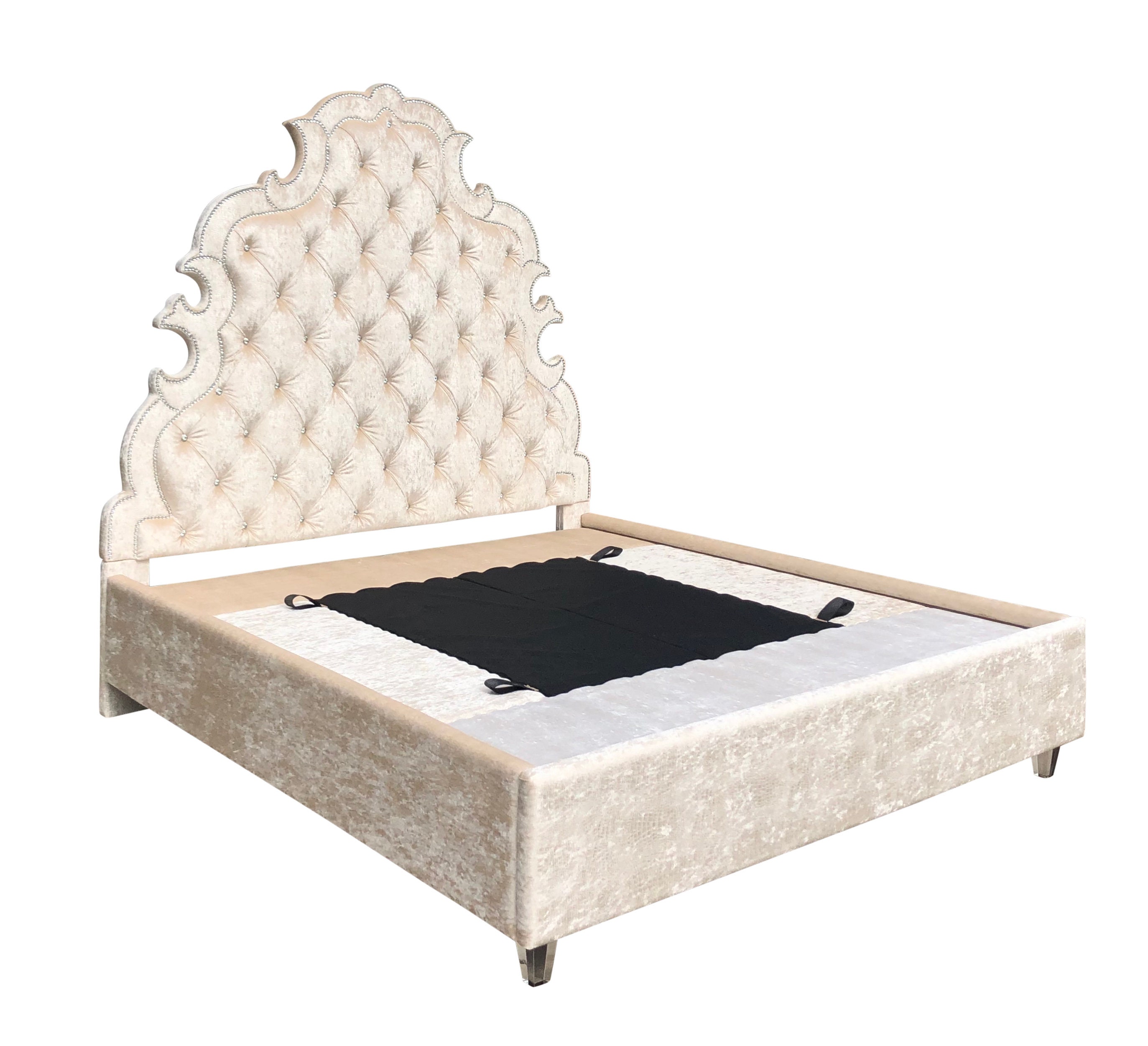 Tufted Tall Headboard French Curvy Scalloped Extra Bed Tufted Tall Headboard French Curvy, Extra Tall Headboard King Bed