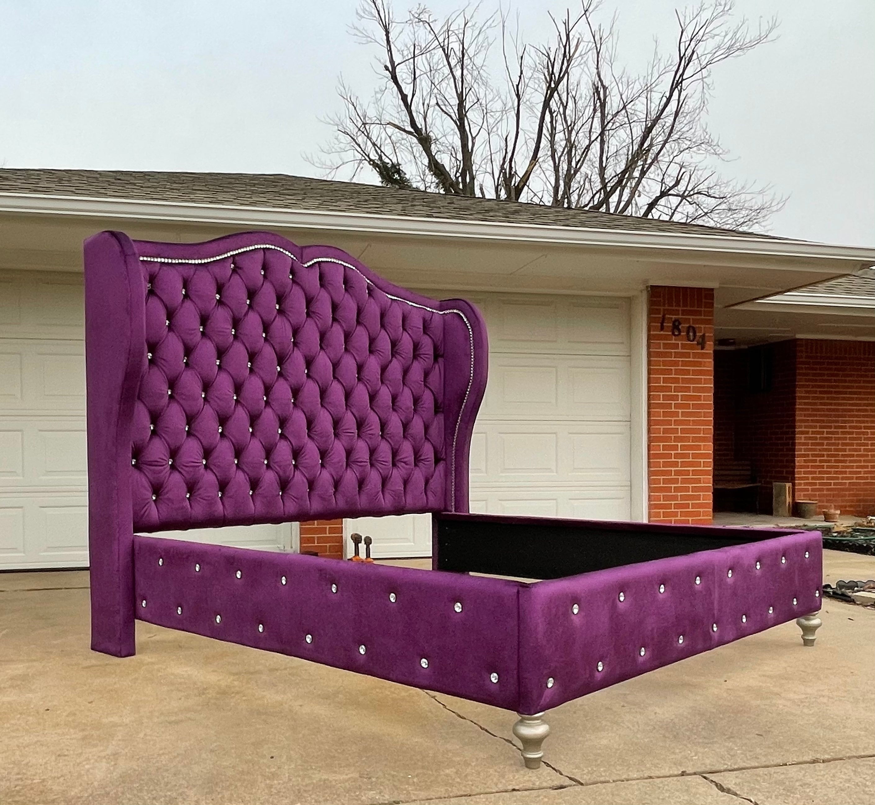 Purple full size bed frame deals
