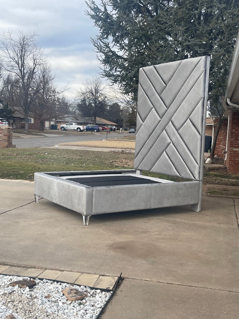 Extra Tall Headboard Modern Geometric Tufted Upholstered Etsy