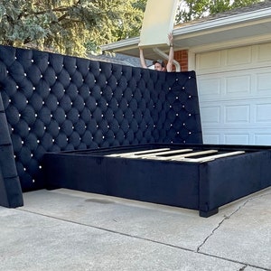 Extra Wide Headboard Upholstered Tufted Bed Frame Oversized Modern Glam Luxury California King Queen Full Twin Bespoke CUSTOM MADE