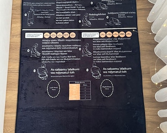 Zachte gebedsmat met geïntegreerd leermiddel – perfect voor nieuwe moslims, beginners en als bijzonder islamitisch cadeau.