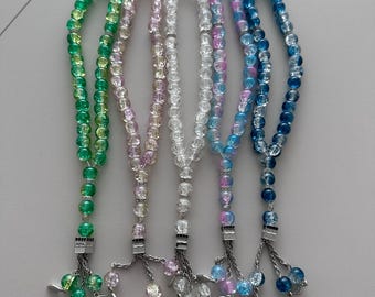 Tasbih islámico de 33 cuentas de vidrio – rosario Misbaha Dhikr – regalo de Ramadán y Eid