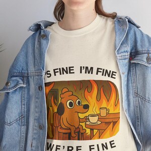 Smiling on the outside burning on the inside, dark humor t-shirt, relatable mental health gift, sarcastic anxiety tee, funny dog meme shirt