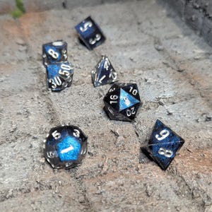 CERULEAN GALAXY | 7-Piece Handmade D&D Sharp Edge Dice Set (B-Stock)