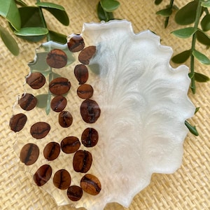 Coffee Beans Resin Drink Coaster - Handmade Art - Rustic Home Decor
