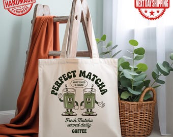 Sac fourre-tout graphique Matcha Drink : élégant sac à bandoulière en toile réutilisable