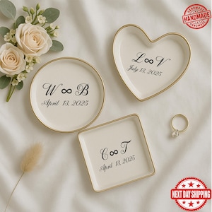 Personalized Ring Dish – Wedding Gift for Couple – Custom Jewelry Tray – Engagement Ring Holder – Bride Gift – Anniversary Keepsake