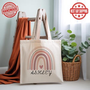 Personalized Tote Bag, Birthday Gift Totes, Babyshower Totebag, Easter Totes, Custom Kids Name Tote bag, Rainbow Totes, Gender Reveal gift