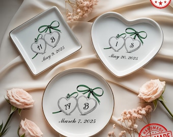 Personalized Ceramic Ring Dish, Custom Engagement Wedding Gift