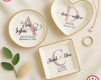 Personalisierte keramische Ring-Teller, Verlobung Hochzeit Andenken
