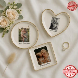 Porte-bagues photo personnalisé, vide-poche personnalisé, porte-bijoux souvenir, cadeau de fête des mères pour maman, cadeau d&#39;anniversaire de grand-mère, photo personnalisée