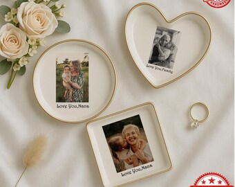 Bandeja de cerámica personalizada para anillos con foto: Bandeja de cerámica personalizada para guardar joyas