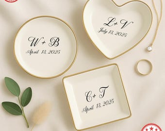 Personalized Ring Dish – Wedding Gift for Couple, Engagement Jewelry Tray, Custom Anniversary Keepsake