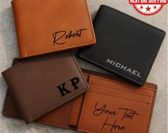 Engraved Leatherette Wallet, Personalized Dad Gift