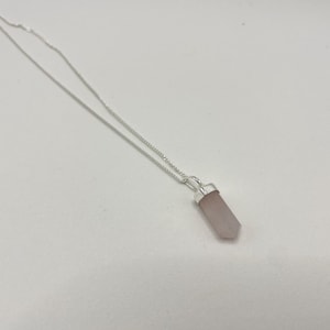 Rose Quartz Point Silver Necklace, Sterling Silver Necklace, Crystal Necklace, Rose Quartz Jewelry