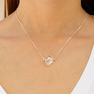 Raw Clear Quartz Silver Necklace, Sterling Silver Necklace, Crystal Necklace, Clear Quartz Jewelry