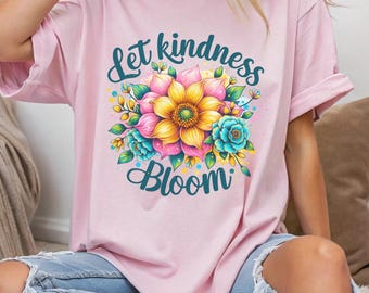 Retro Flower T-Shirt, Inspiration Women Shirt,Floral Kindness Tee