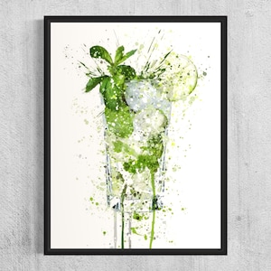 Arte mural de mojito - Póster de mojito - Decoración de cócteles - Póster de cócteles