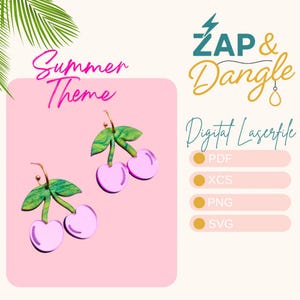 Cherry Earring SVG | Layered Laser Cut File | Glowforge XTool Digital Download