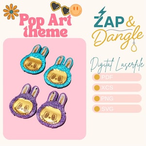 Labubu Bunny Earrings Keychains SVG | Layered Laser Cut File | Glowforge XTool Digital Download