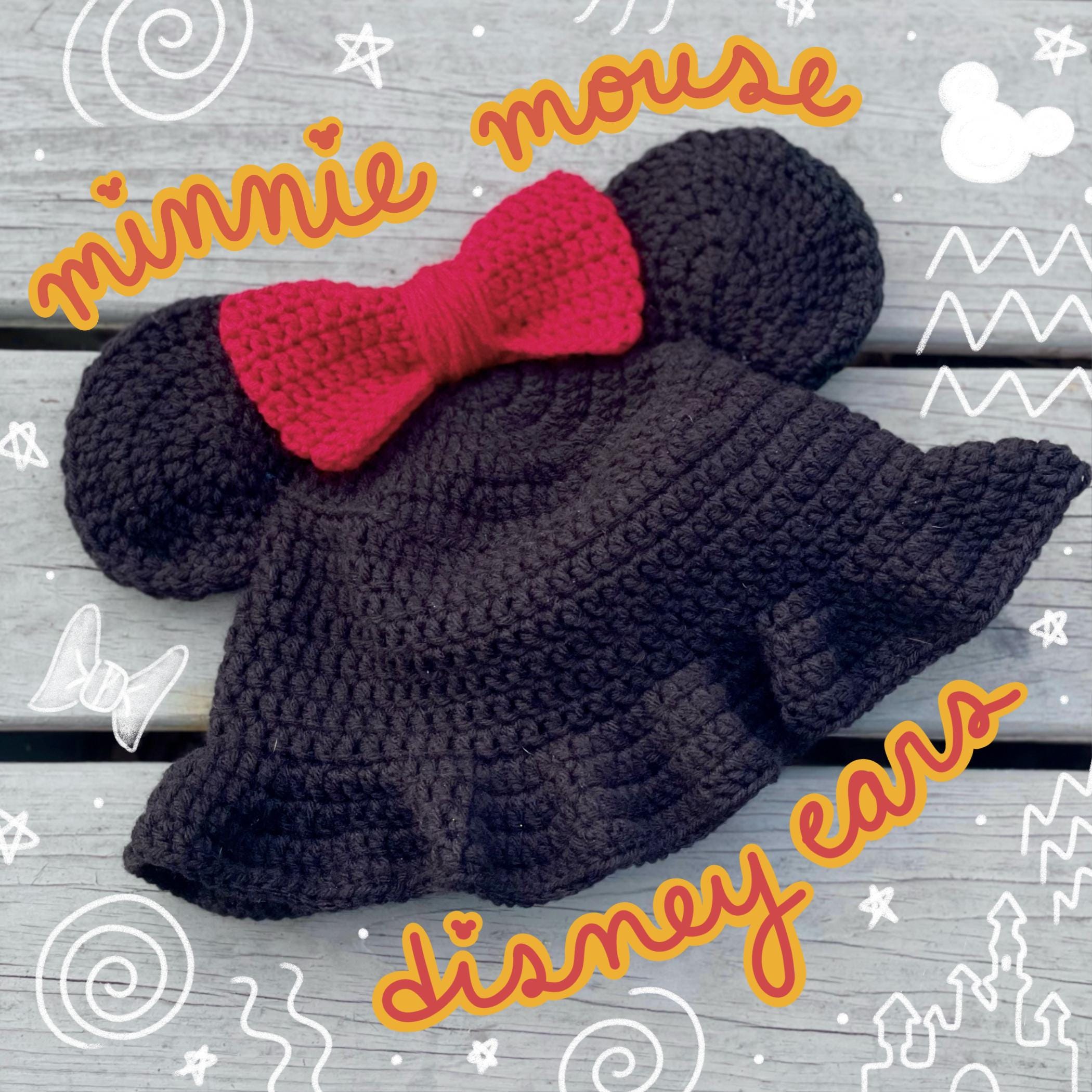 Hand-Crocheted Minnie mouse Bucket Hats New Crochet Pattern for Baby Minnie Mouse Hat in four sizes main image 4