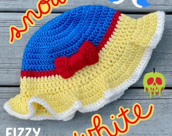 Sombrero de pescador de crochet de Blancanieves