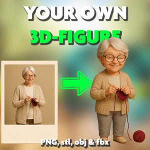 あなた自身のカスタム3Dフィギュア - 写真からパーソナライズ - Stl、Obj、Fbx、Png - ポーズと小道具のオプションを備えた独自のキャラクター