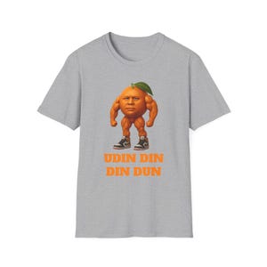 Udin Din Din Dun Shirt | Italian Brainrot Meme Tee, Funny Gym Orange Character, Brain Rot Evolution Shirt, Viral Aesthetic Gift