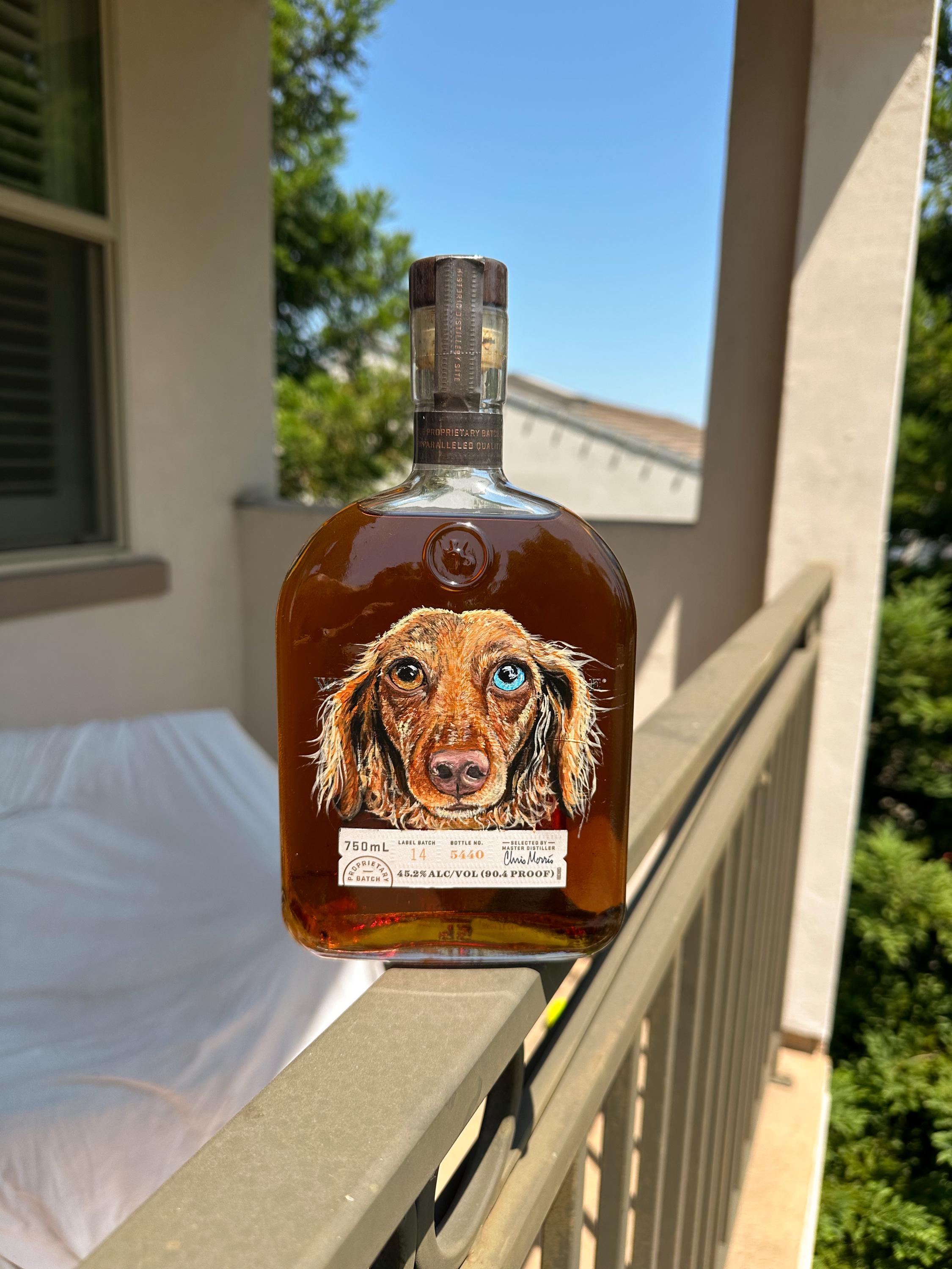 Custom Pet Portrait on Whiskey Bottle