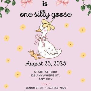 Download digital do convite para festa de aniversário do One Silly Goose