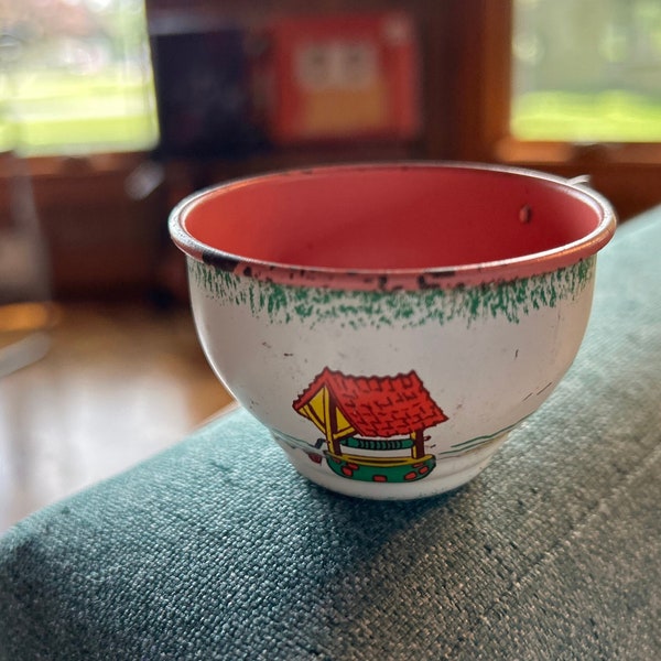 Ohio Art Tin Cup Antique Toy Children Vintage